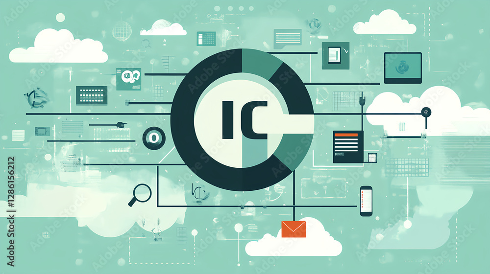 Poster connecting digital devices enhancing communication in technology modern environment infographic view