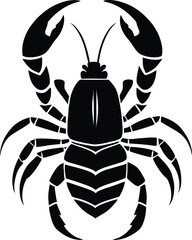 A black and white logo type scorpion silhouette design - scorpion icon design
