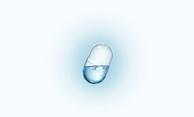 Transparent capsule filled with water