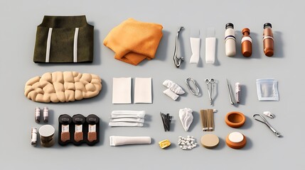 Cozy Travel Essentials: A 3D Render of a Carefully Curated Packing List AI Generated