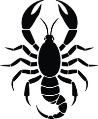 A black and white logo type scorpion silhouette design - scorpion icon design