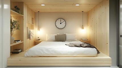 Minimalist Wooden Platform Bed Bedroom Design