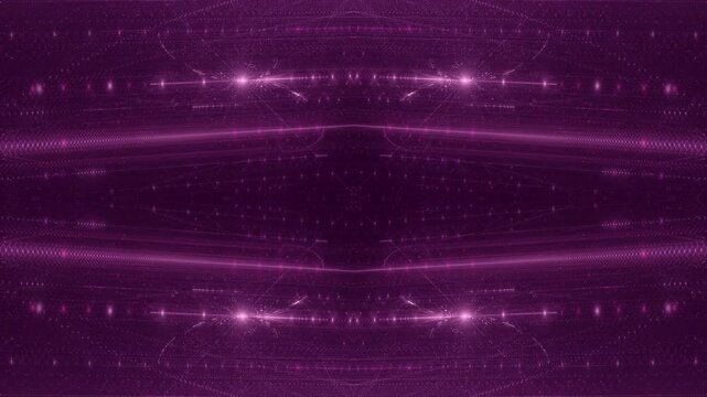 leuchtende Lichtpunkte bewegen sich langsam Richtung Zentrum, digitaler Datentransfer, Algorithmus, Internet, Energie, Datenfluss, Geschwindigkeit, Wandel, Austausch, magenta, pink