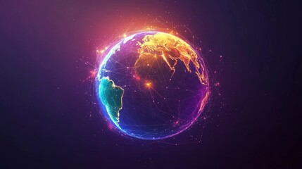 Obraz premium Colorful globe with interconnected lines representing global communication and networking