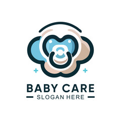 Baby care logo with minimalist design premium vector