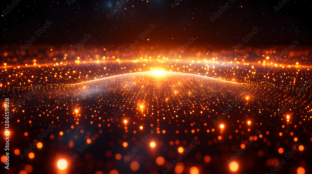 Poster cosmic data field: a vibrant and dynamic depiction of an expansive data field, rendered with radiant