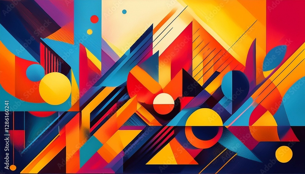 Canvas Prints geometric abstract shapes in bright bold colors with dynamic composition and high contrast modern an
