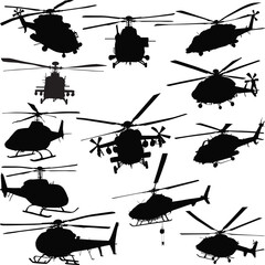 twelve helicopter silhouettes isolated on white © Alexander Potapov