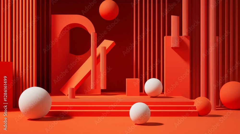 Poster diagonal red dynamic stripes over a vibrant color background. contemporary abstract 3d render backgr