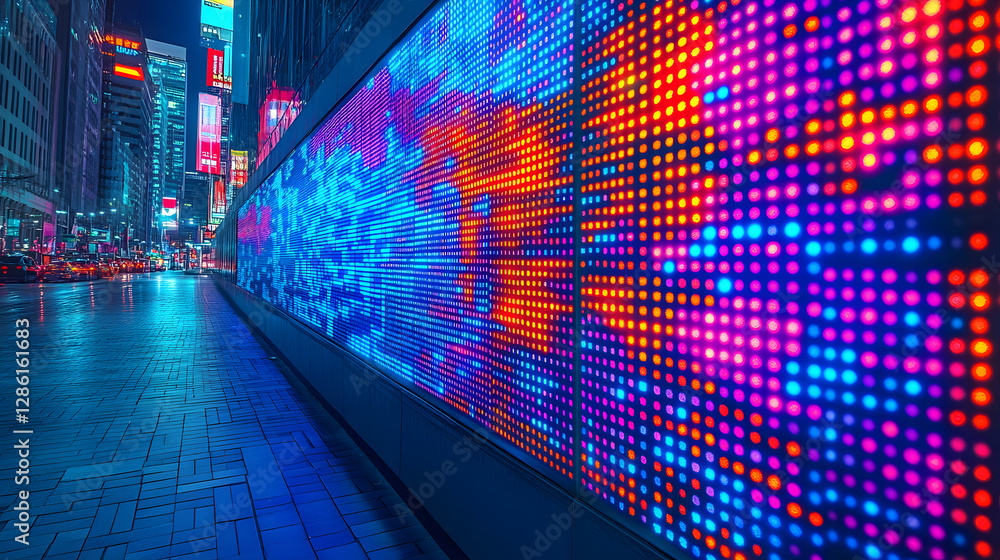 Poster city lights canvas: a vibrant, dynamic display illuminates the cityscape, showcasing a spectrum of c