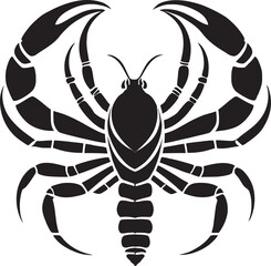 A black and white logo type scorpion silhouette design - scorpion icon design