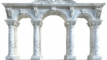 Naklejka premium Elegant Marble Archway with Triple Columns and Intricate Detailing