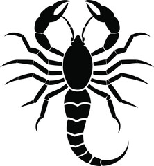 A black and white logo type scorpion silhouette design - scorpion icon design