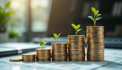 plant growing on coins