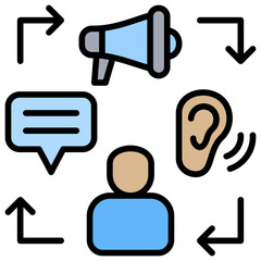 Social Listening Lineal Color Icon