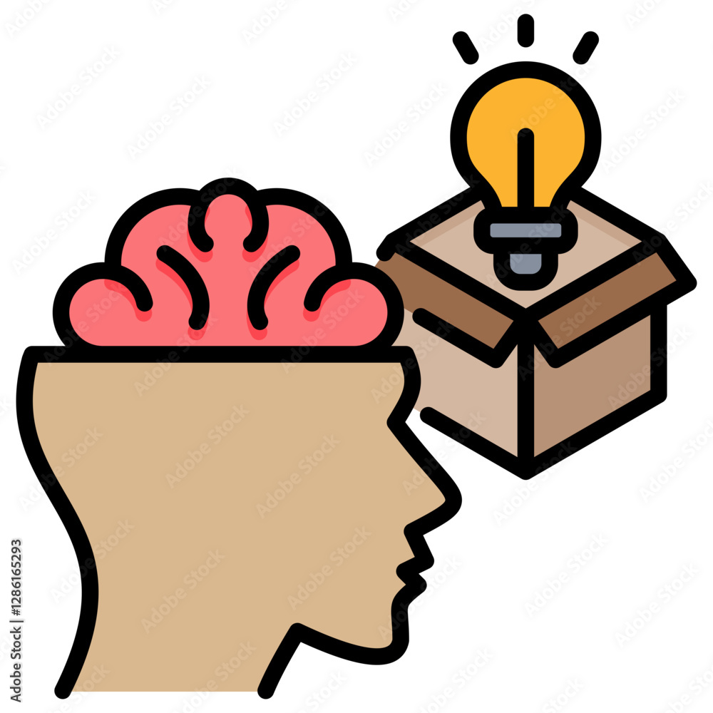 Poster think outside the box lineal color icon