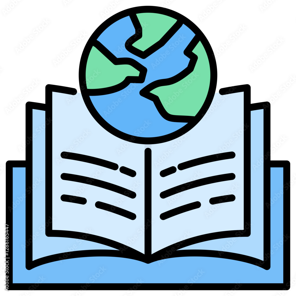 Poster global learning lineal color icon
