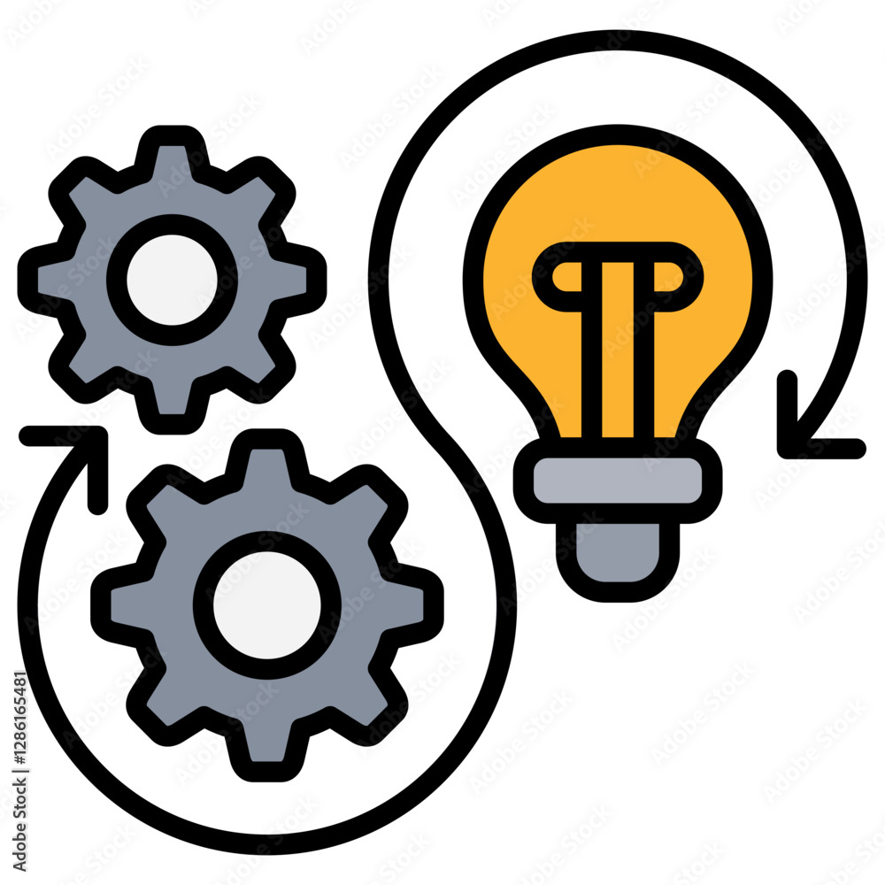 Poster creative process lineal color icon