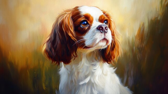 Cavalier King Charles Spaniel Dog Portrait Painting