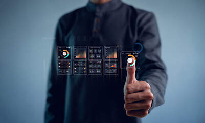 Concept digital transformation technology strategy, Analyst working with Business, metrics...