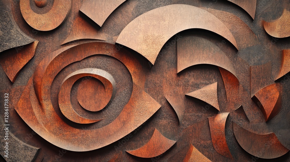 Poster a textured background of various shapes arranged in a swirling design
