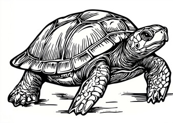 Fototapeta premium Sea Turtle in 水墨画 (Suibokuga) Style, 静寂 (Serenity) Theme for Zen-inspired Wall Art