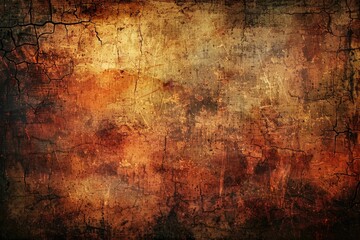 Obraz premium Abstract grunge texture with cracked, burnt orange and brown tones, evoking feelings of age and decay.