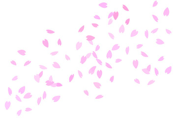 風に舞う桜の花びらのイラスト素材　ピンク　花吹雪