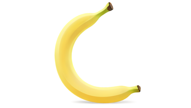 Curved Fruit in Vibrant Yellow, Ideal for Food and Nutrition Graphics