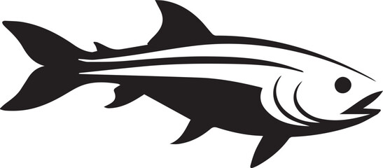 A black and white logo type fish silhouette design - fish icon design