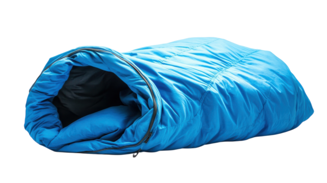 Comfortable blue sleeping bag ideal for camping trips and outdoor adventures in various weather conditions