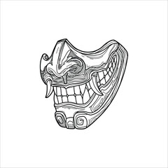 Oni Mask hand drawn illustration artwork