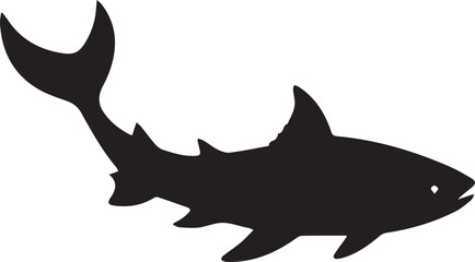 A black and white logo type fish silhouette design - fish icon design