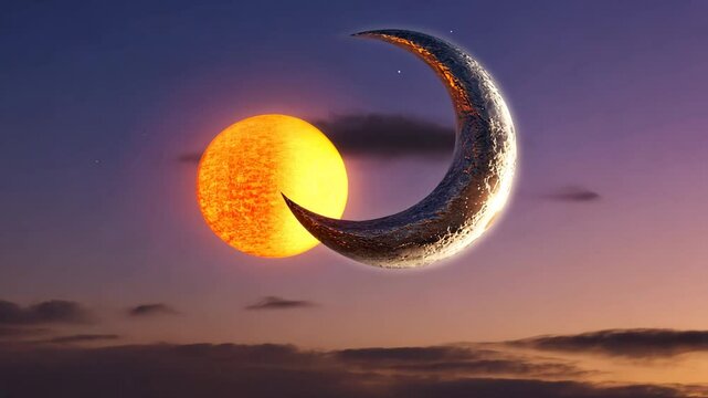 The sun and moon next to each other as symbols of opposites, but an inextricable connection