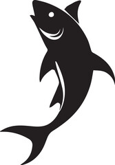 A black and white logo type fish silhouette design - fish icon design