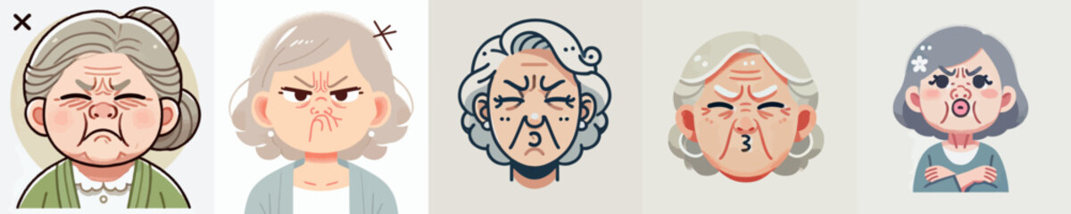Vector of a cranky grandmother