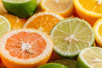 Fototapeta premium Close Up Of Sparkling Citrus Fruit Slices
