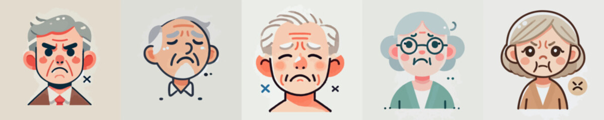 Vector of a sad and disappointed grandfather and grandmother