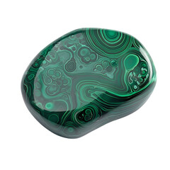 Malachite Stone Piece with Deep Green Swirls Isolated on Transparent Background