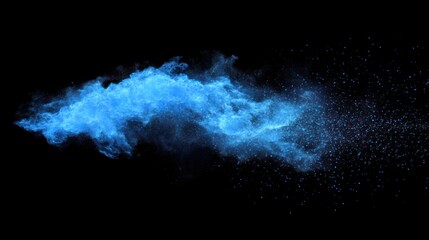Abstract Blue Particle Burst Against Black