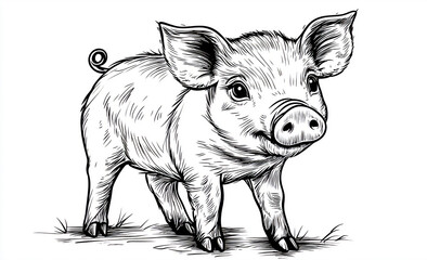 Fototapeta premium Creative Animal Line Drawing Vector: Premium Black-and-White Art for Global Apparel and Branding