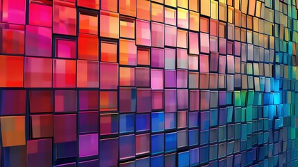 A colorful abstract pattern of squares and rectangles.