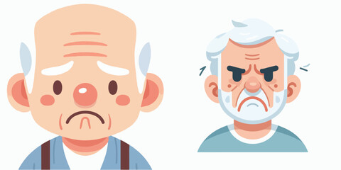 Vector of a sad and disappointed grandfather and grandmother