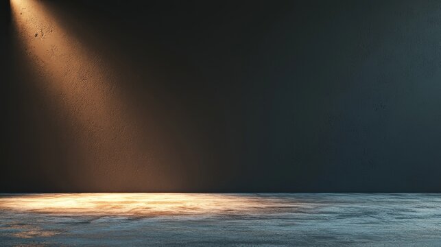 A product showcase with a spotlight in a black studio room background, perfect for montage presentations
