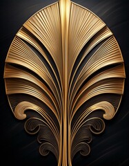 Gold fan-shaped lines on deep black background with intricate detailing