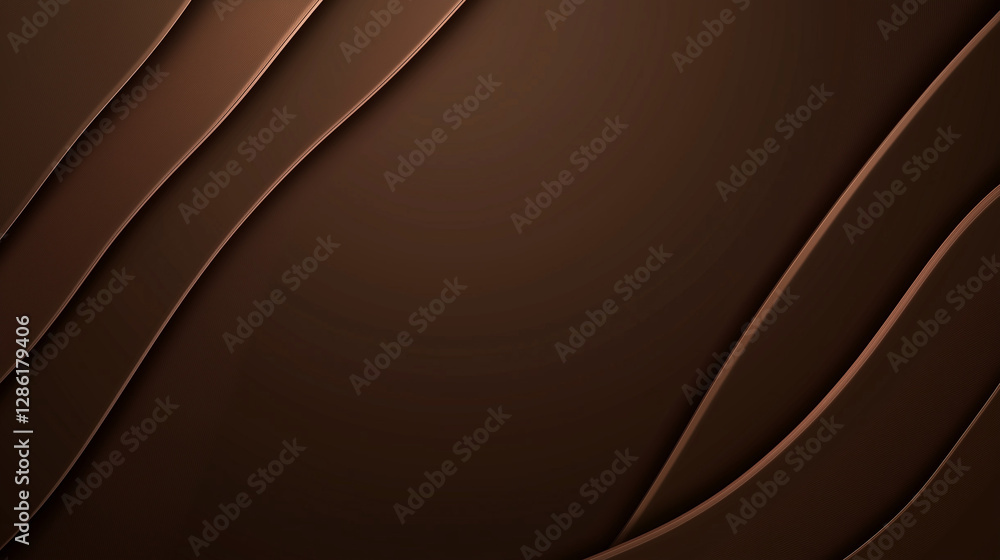Poster abstract brown background with elegant curving lines and gradient shades