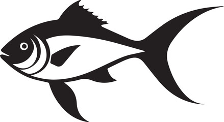 A black and white logo type fish silhouette design - fish icon design