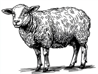 Intricate Mythical Sheep Outline: Elegant Monochrome Artwork for Creative Fantasy Prints, Unique Decor, and Projects with Transparent Background