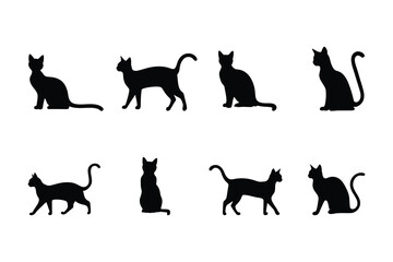Minimalist Cat Silhouette Vector Pack – Stylish Feline Poses
