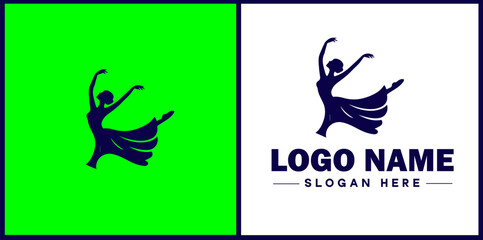 Dance Studio icon Dance academy Dance school Dance center flat logo sign symbol editable vector